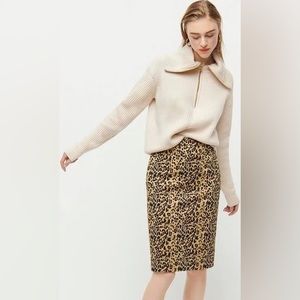 J.Crew No. 2 Pencil Skirt in Leopard Print Bi-stretch Sz 12